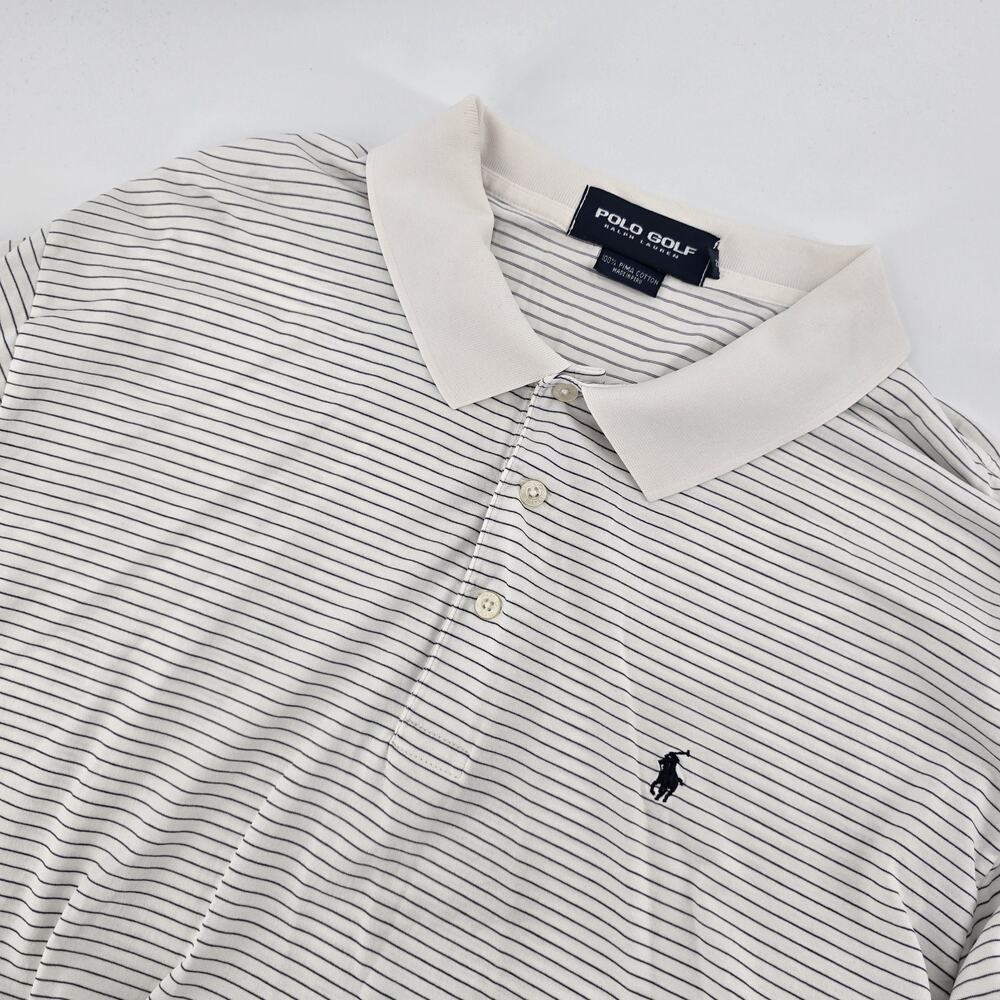 POLO GOLF RALPH LAUREN Men’s XL Polo Shirt 100% Cotton Mesh Striped‎ PERU MADE